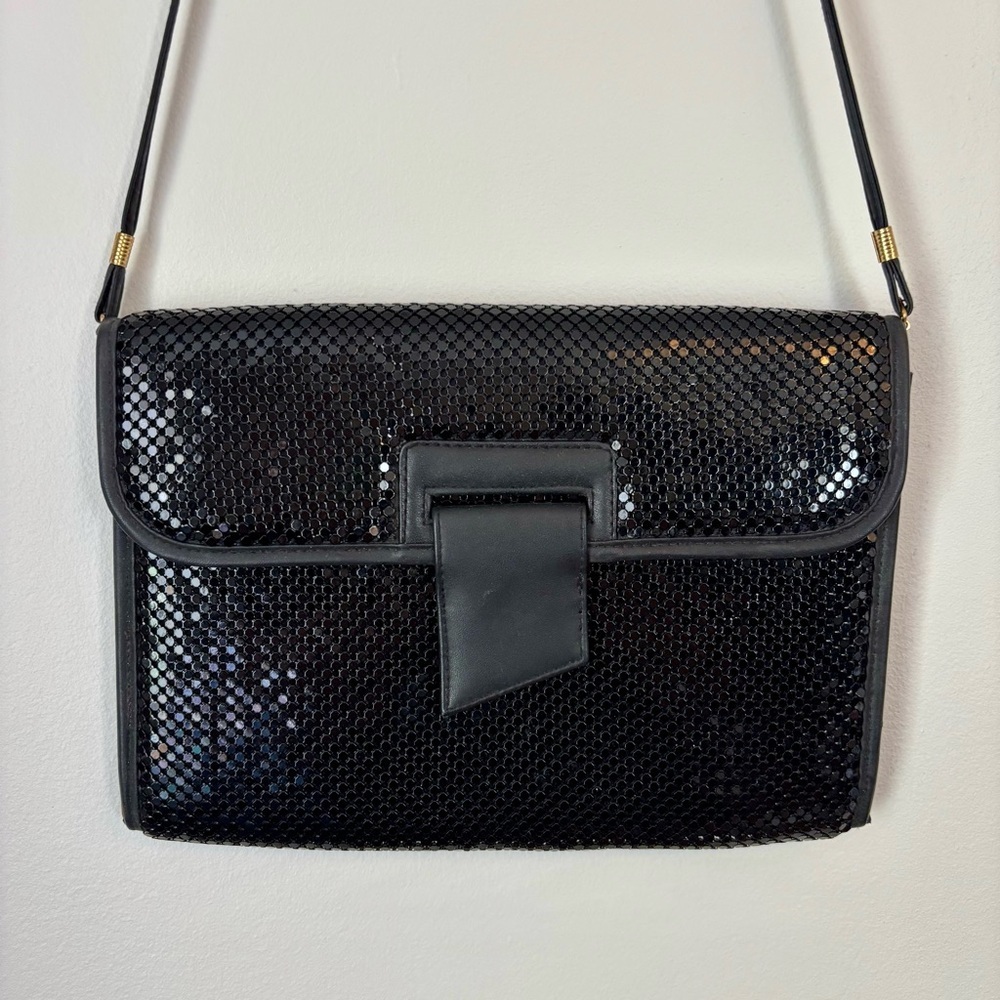 Whiting & Davis black mesh purse / clutch with removable strap